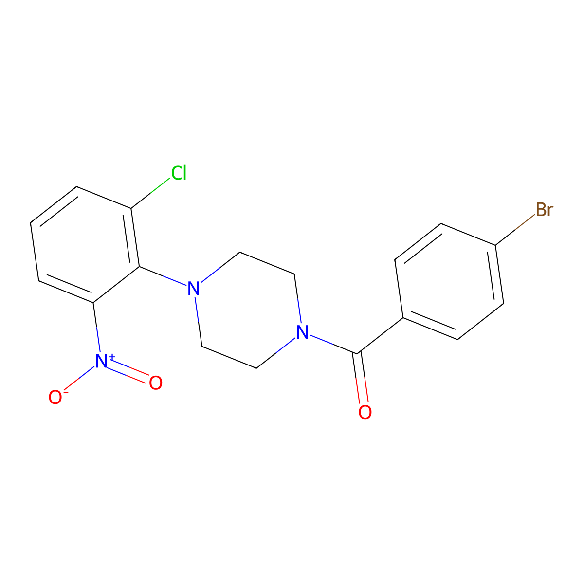 (4-Bromophenyl)-[4-(2-chloro-6-nitrophenyl)piperazin-1-yl]methanone molecular structure, CAS 347355-20-8