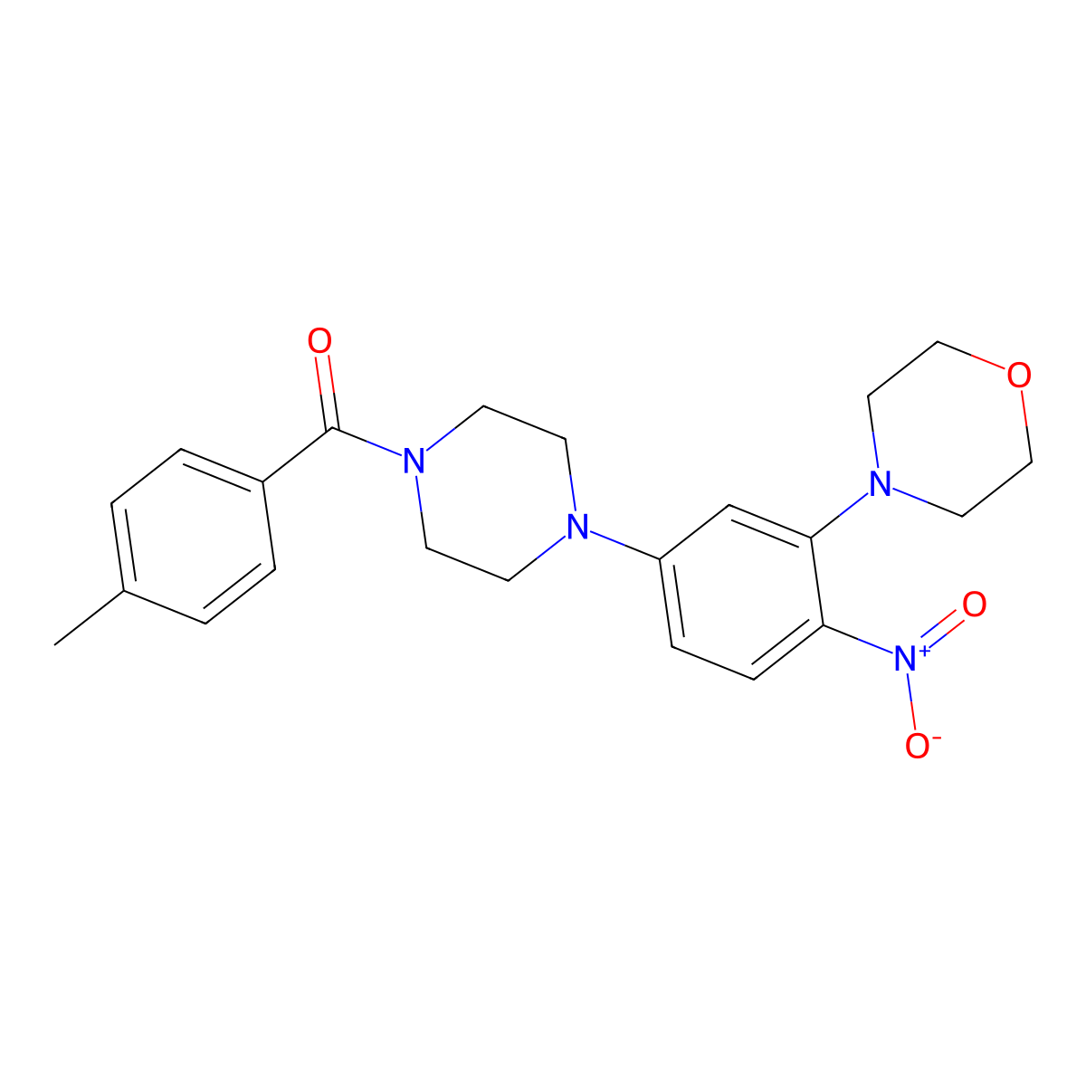 (4-Methylphenyl)-[4-(3-morpholin-4-yl-4-nitrophenyl)piperazin-1-yl]methanone molecular structure, CAS 347355-25-3