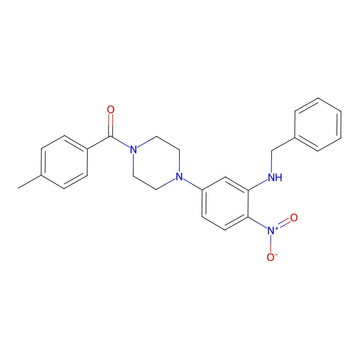 [4-[3-(Benzylamino)-4-nitrophenyl]piperazin-1-yl]-(4-methylphenyl)methanone molecular structure, CAS 347355-26-4