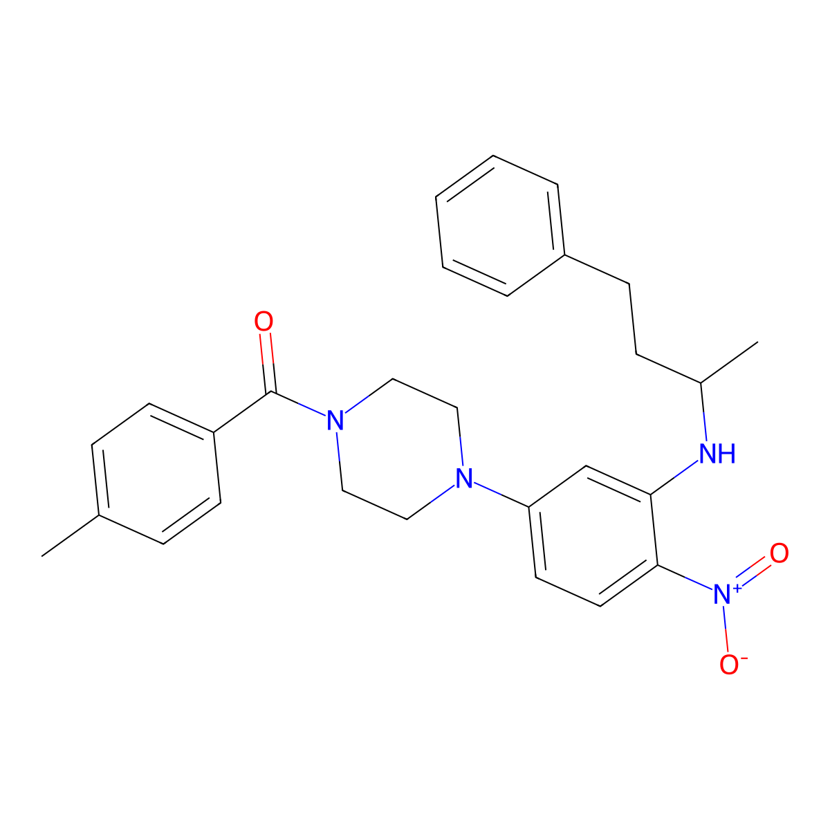 (4-Methylphenyl)-[4-[4-nitro-3-(4-phenylbutan-2-ylamino)phenyl]piperazin-1-yl]methanone molecular structure, CAS 347355-28-6