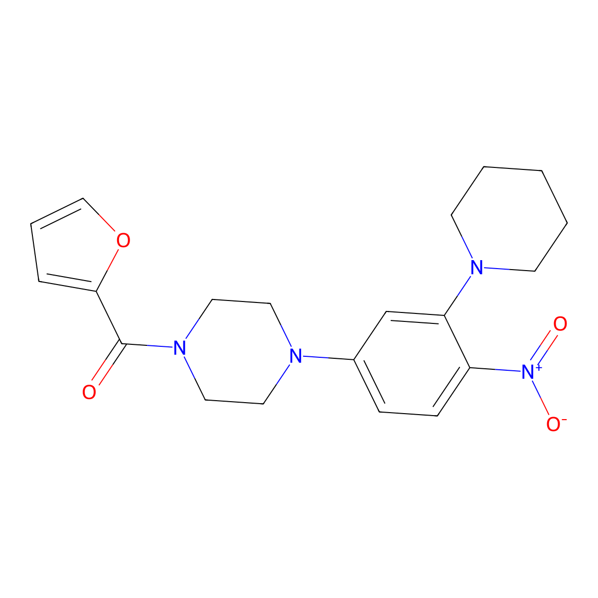 Furan-2-yl-[4-(4-nitro-3-piperidin-1-ylphenyl)piperazin-1-yl]methanone molecular structure, CAS 347355-51-5
