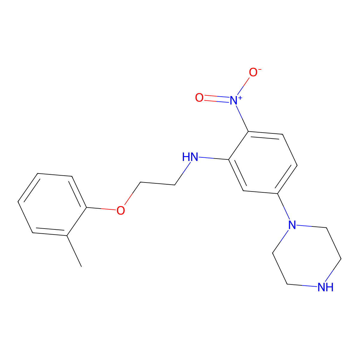 N-[2-(2-methylphenoxy)ethyl]-2-nitro-5-piperazin-1-ylaniline molecular structure, CAS 347355-55-9
