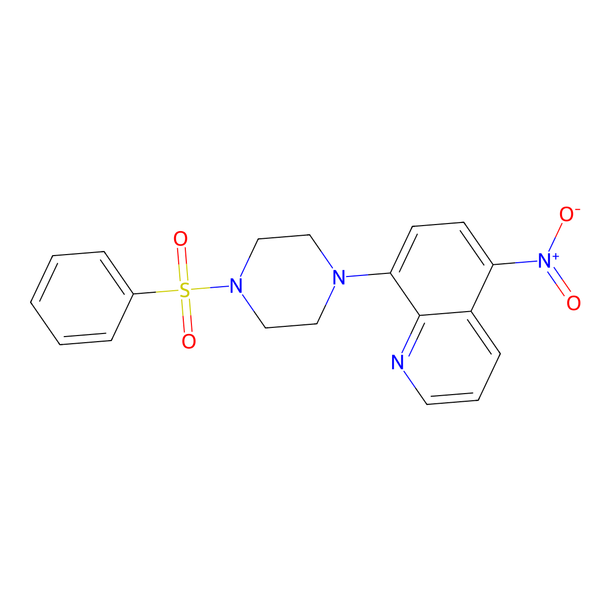 8-[4-(Benzenesulfonyl)piperazin-1-yl]-5-nitroquinoline molecular structure, CAS 347355-56-0