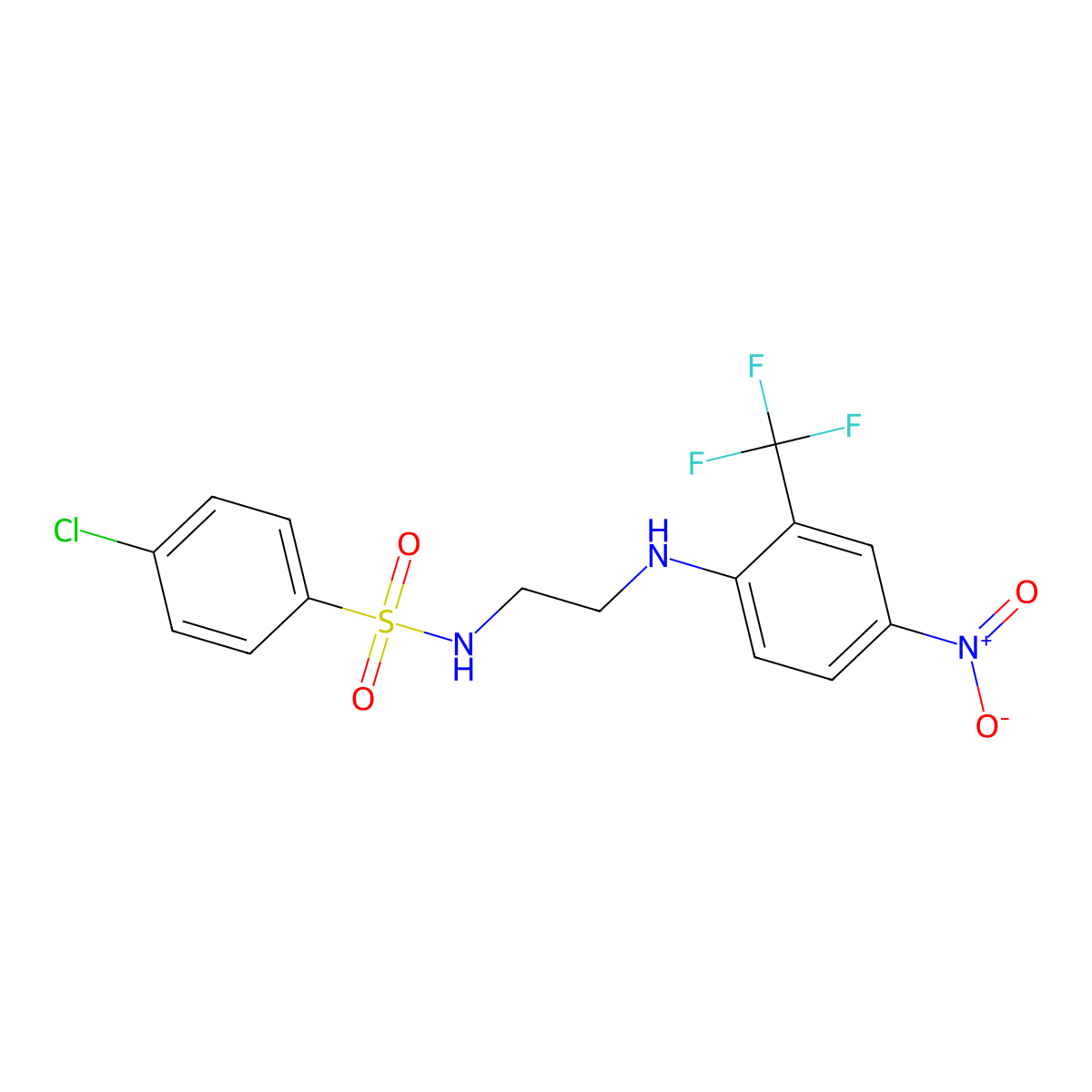 4-chloro-N-[2-[4-nitro-2-(trifluoromethyl)anilino]ethyl]benzenesulfonamide molecular structure, CAS 347355-65-1
