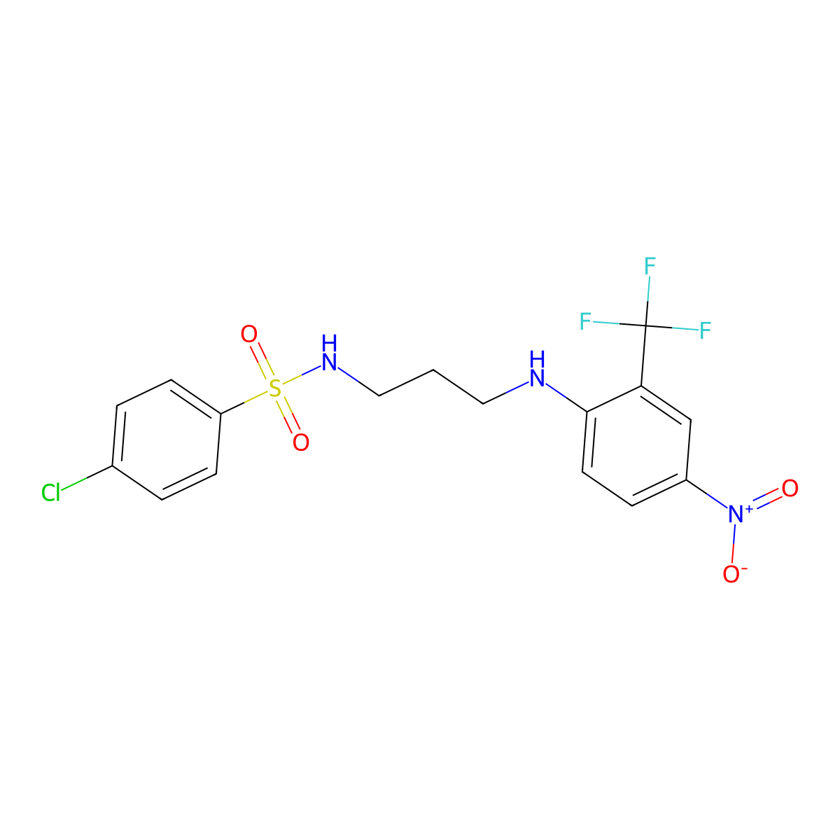 4-chloro-N-[3-[4-nitro-2-(trifluoromethyl)anilino]propyl]benzenesulfonamide molecular structure, CAS 347355-68-4