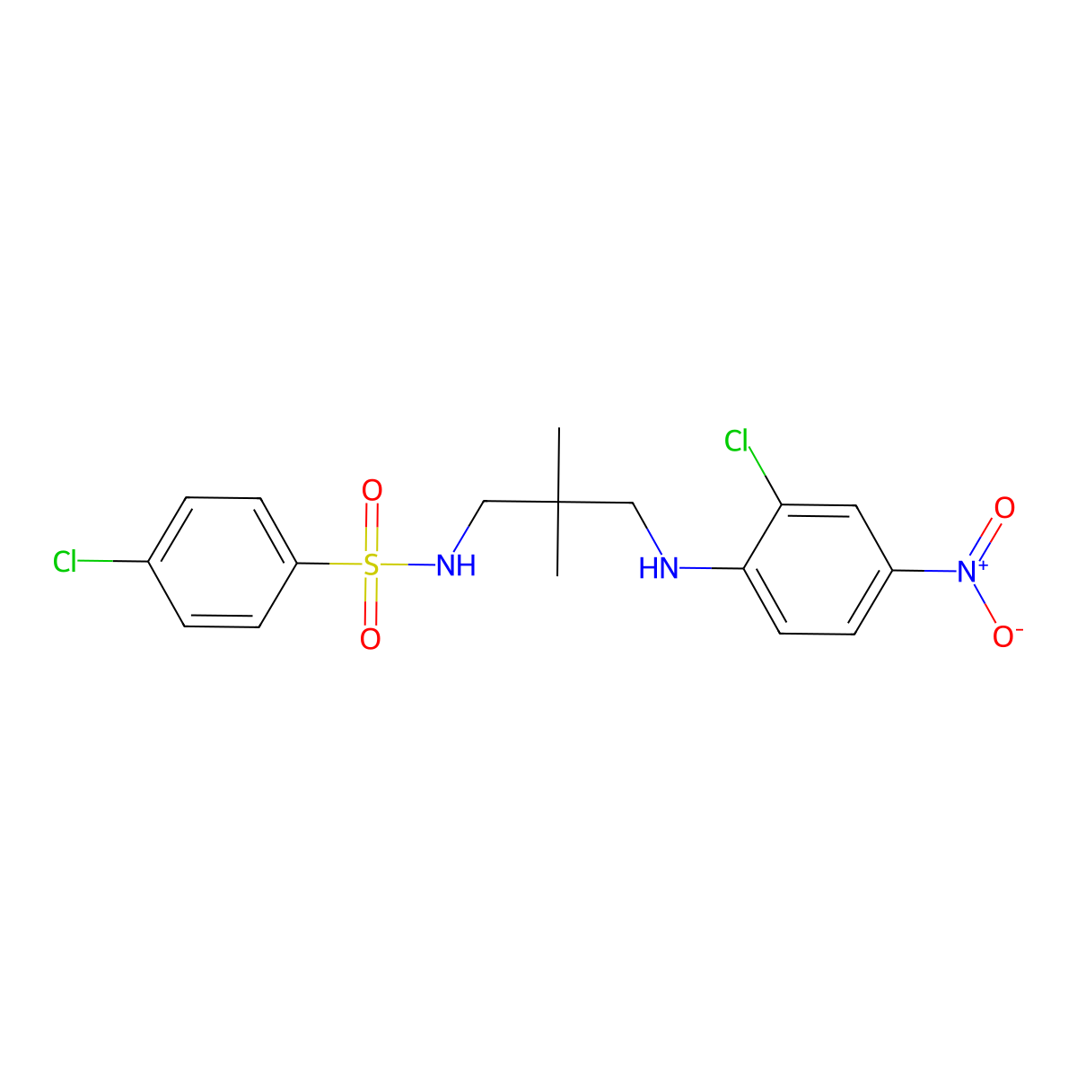 4-chloro-N-[3-(2-chloro-4-nitroanilino)-2,2-dimethylpropyl]benzenesulfonamide molecular structure, CAS 347355-70-8