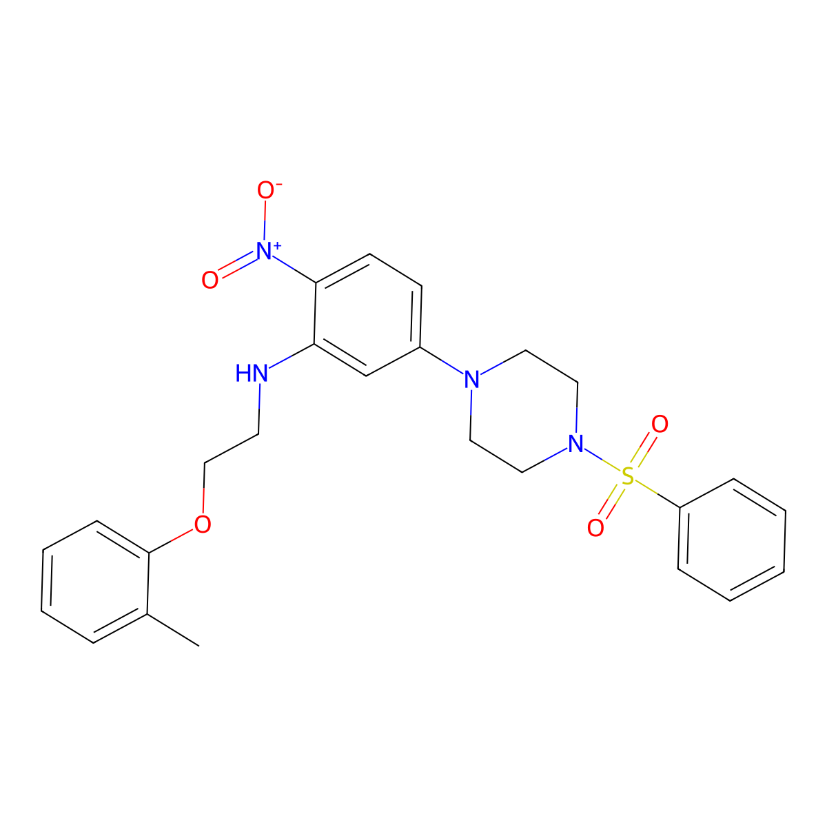5-[4-(benzenesulfonyl)piperazin-1-yl]-N-[2-(2-methylphenoxy)ethyl]-2-nitroaniline molecular structure, CAS 347355-77-5