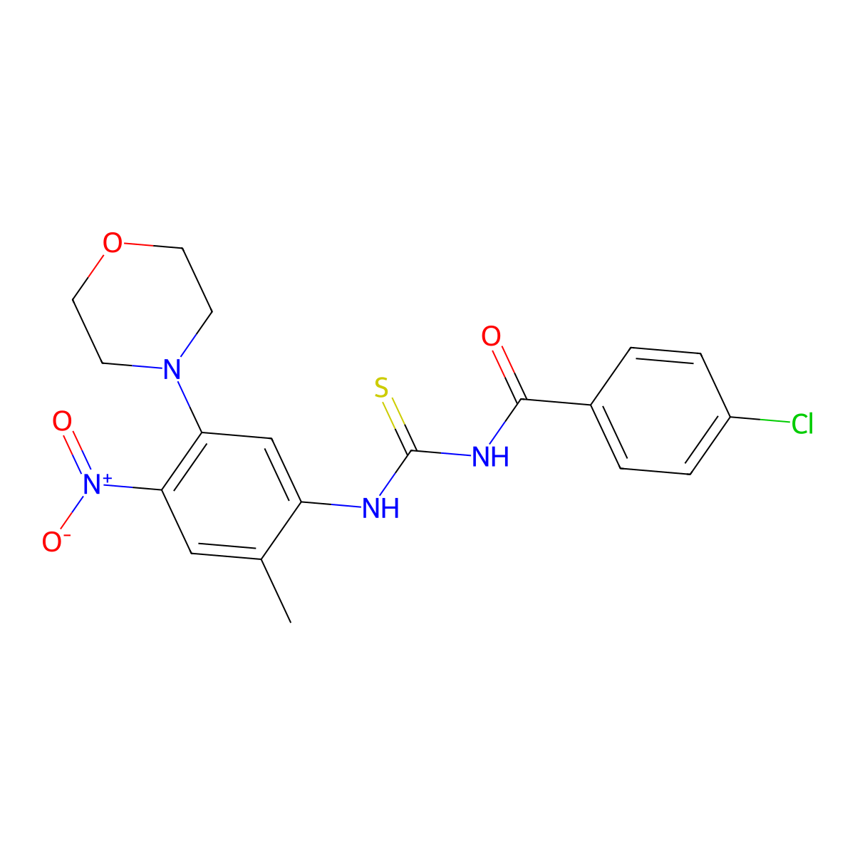 4-Chloro-N-[[[2-methyl-5-(4-morpholinyl)-4-nitrophenyl]amino]thioxomethyl]benzamide molecular structure, CAS 347355-85-5