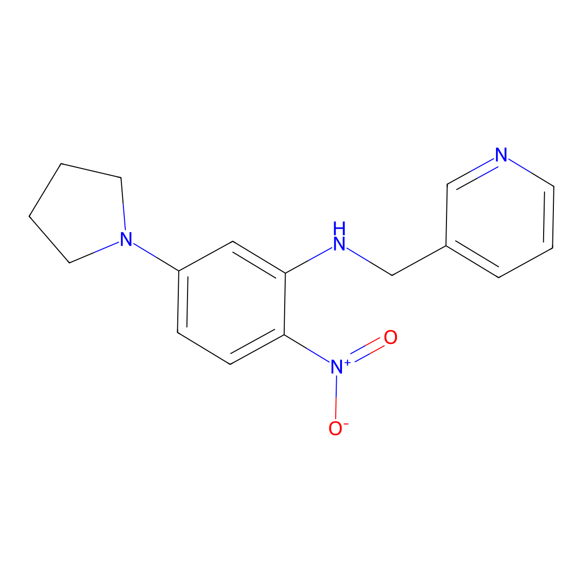2-nitro-N-(pyridin-3-ylmethyl)-5-pyrrolidin-1-ylaniline molecular structure, CAS 347355-93-5
