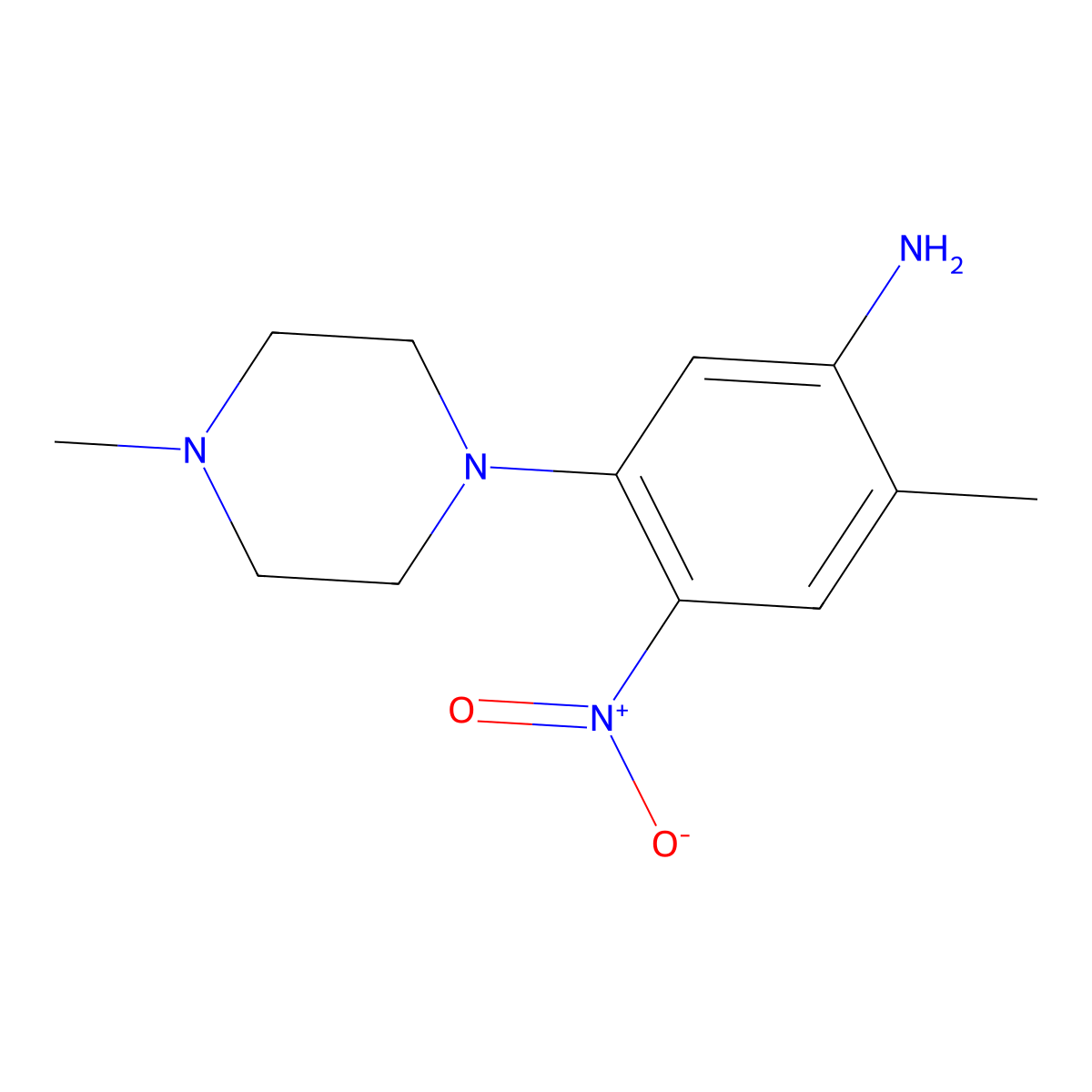 2-Methyl-5-(4-methylpiperazin-1-yl)-4-nitroaniline molecular structure, CAS 347355-95-7