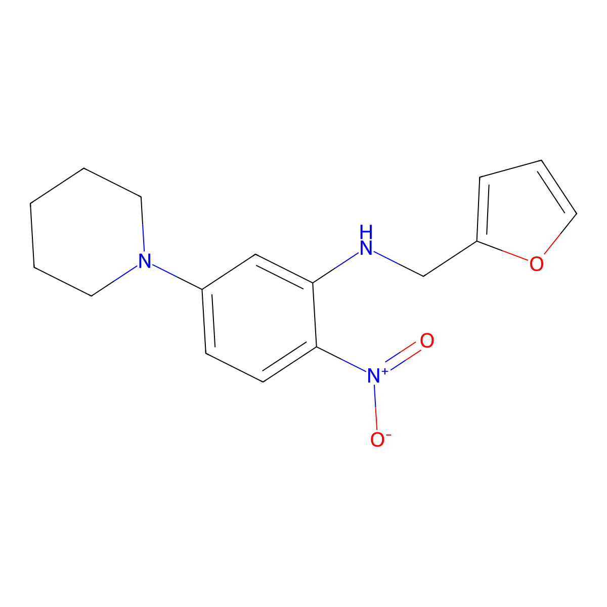 N-(2-Nitro-5-(1-piperidinyl)phenyl)-2-furanmethanamine molecular structure, CAS 347355-96-8