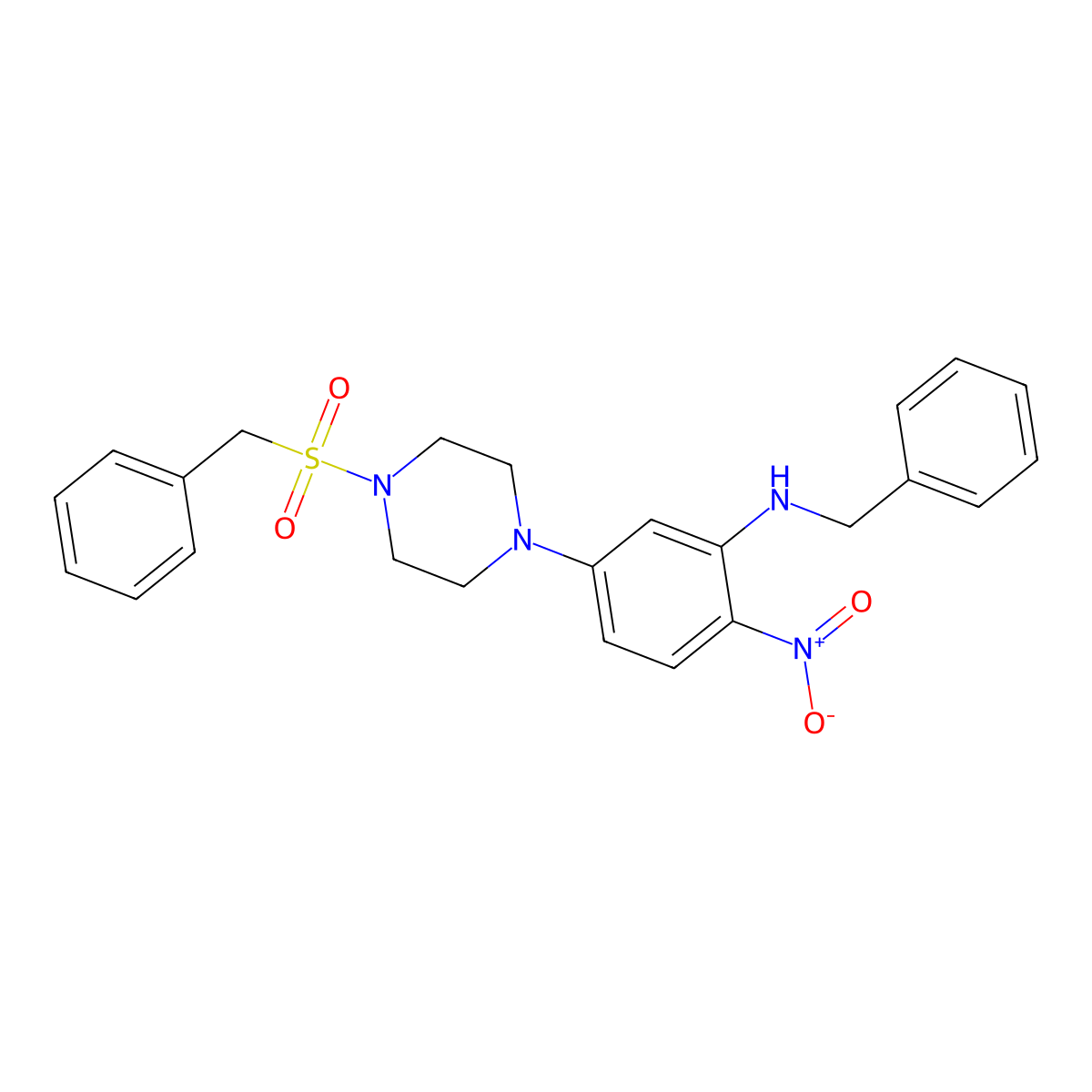 N-benzyl-5-(4-benzylsulfonylpiperazin-1-yl)-2-nitroaniline molecular structure, CAS 347355-97-9