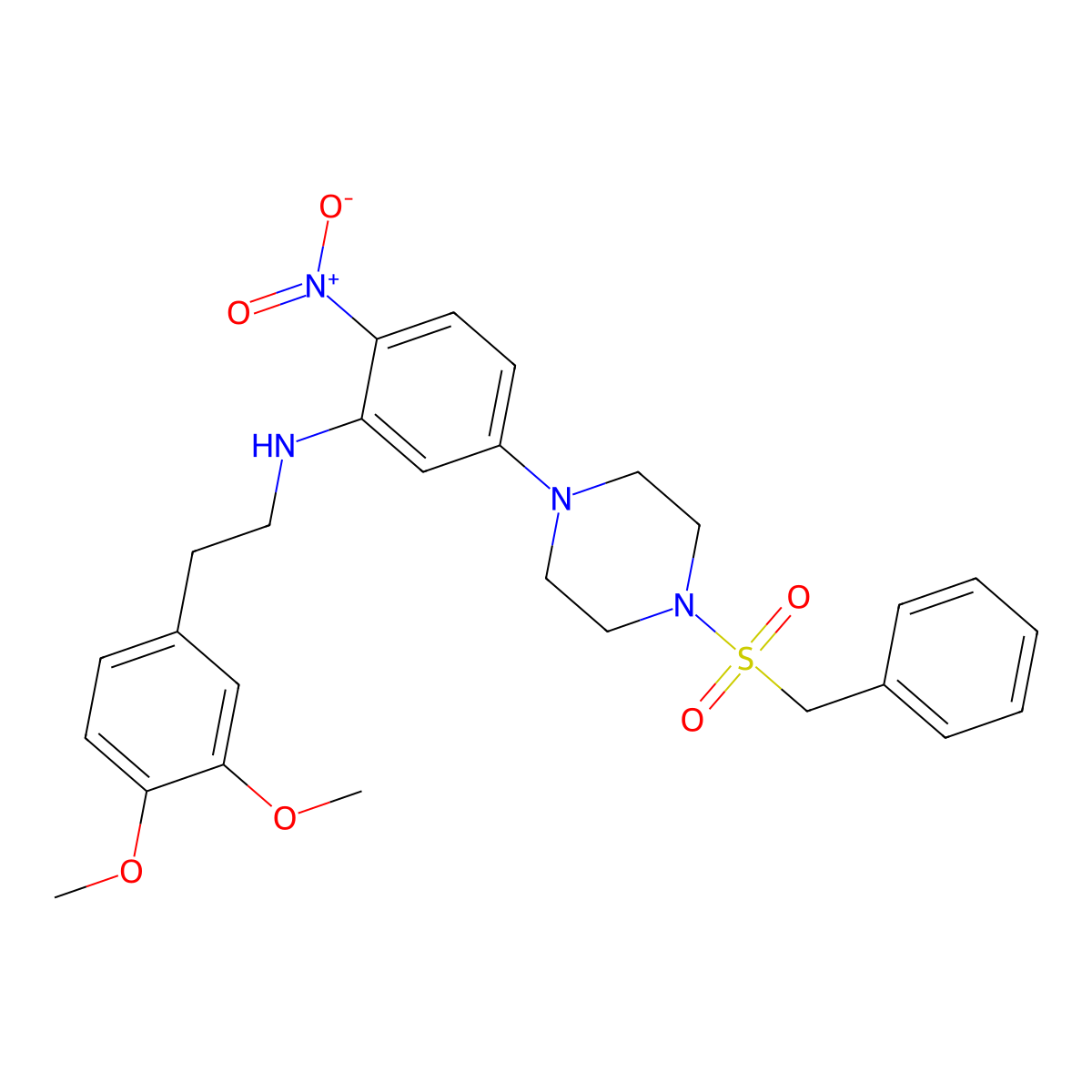 5-(4-benzylsulfonylpiperazin-1-yl)-N-[2-(3,4-dimethoxyphenyl)ethyl]-2-nitroaniline molecular structure, CAS 347355-98-0