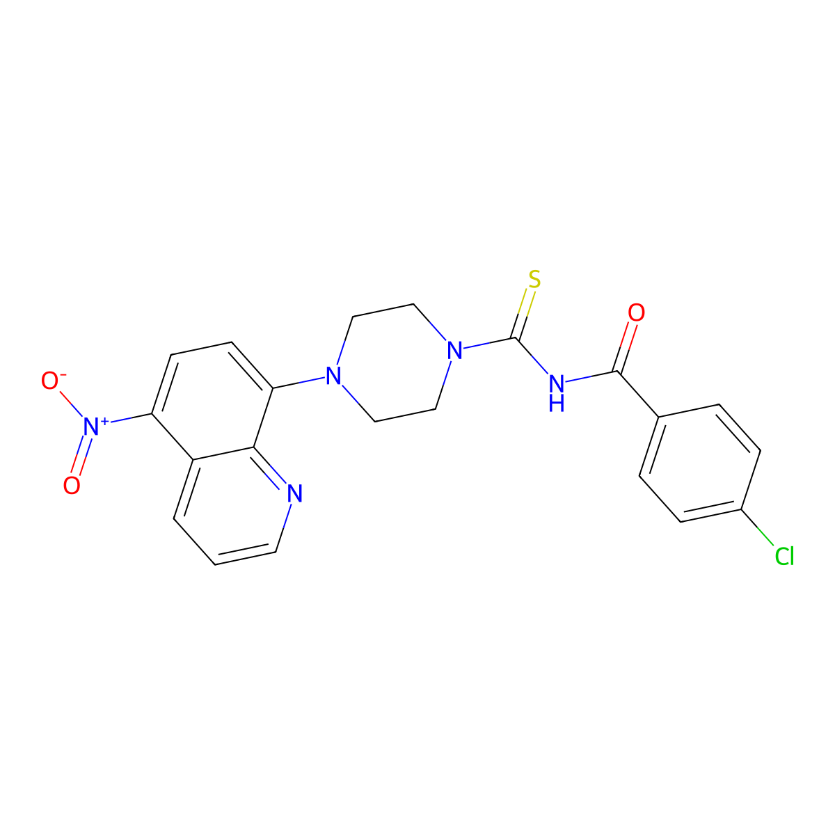 4-chloro-N-[4-(5-nitroquinolin-8-yl)piperazine-1-carbothioyl]benzamide molecular structure, CAS 347356-00-7