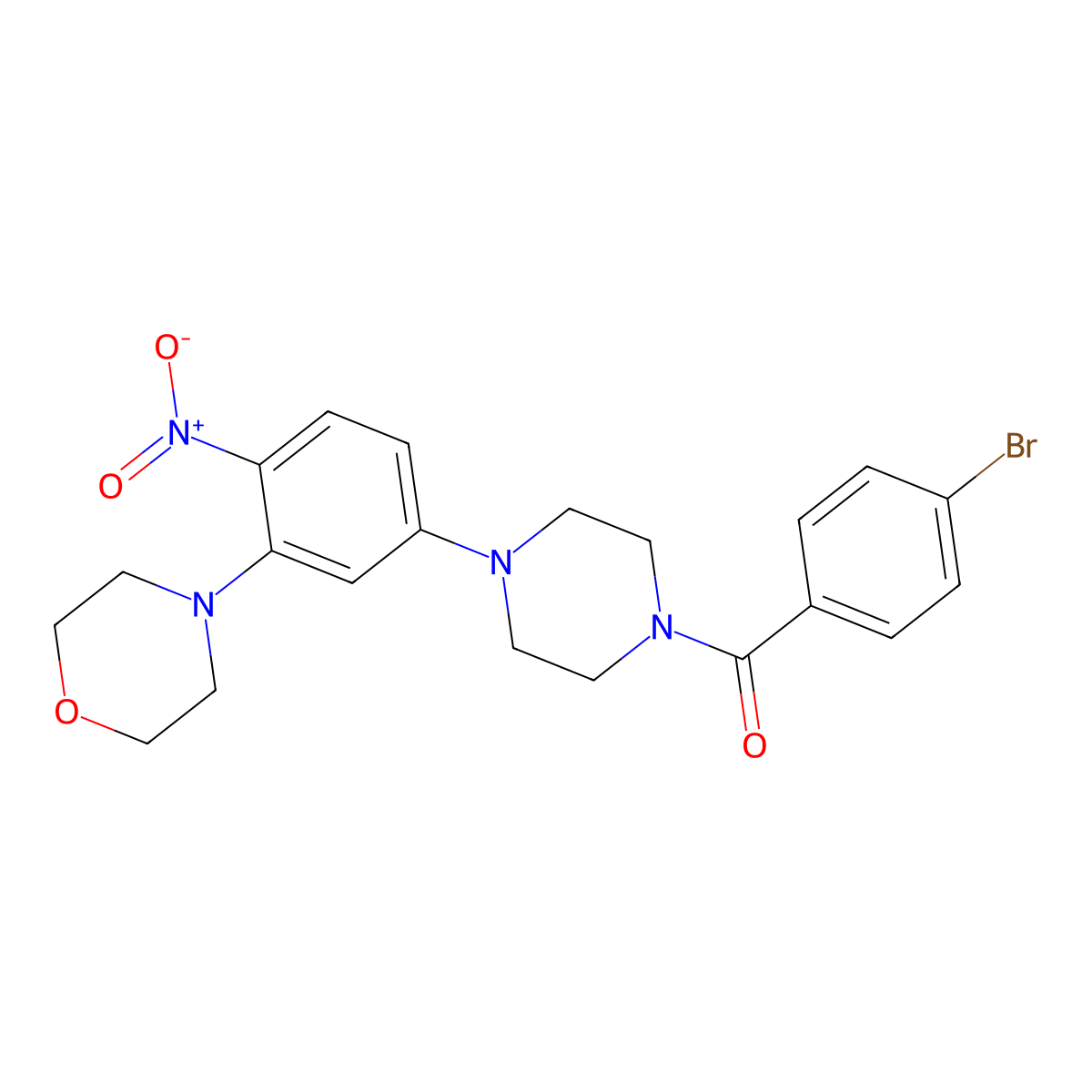 (4-Bromophenyl)-[4-(3-morpholin-4-yl-4-nitrophenyl)piperazin-1-yl]methanone molecular structure, CAS 347356-04-1