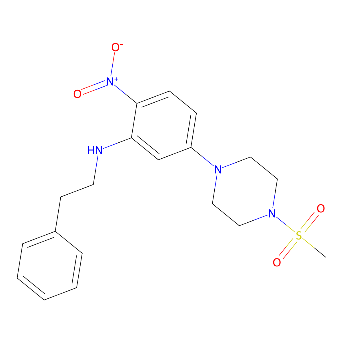 1-{4-Nitro-3-[(2-phenylethyl)amino]phenyl}-4-(methylsulfonyl)piperazine molecular structure, CAS 347356-06-3