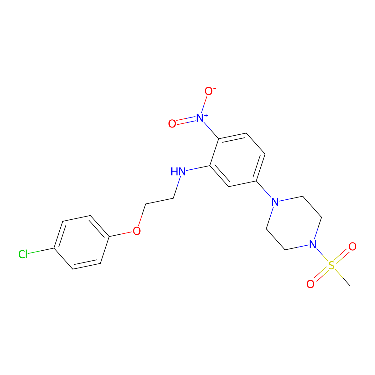 N-[2-(4-chlorophenoxy)ethyl]-5-(4-methylsulfonylpiperazin-1-yl)-2-nitroaniline molecular structure, CAS 347356-08-5