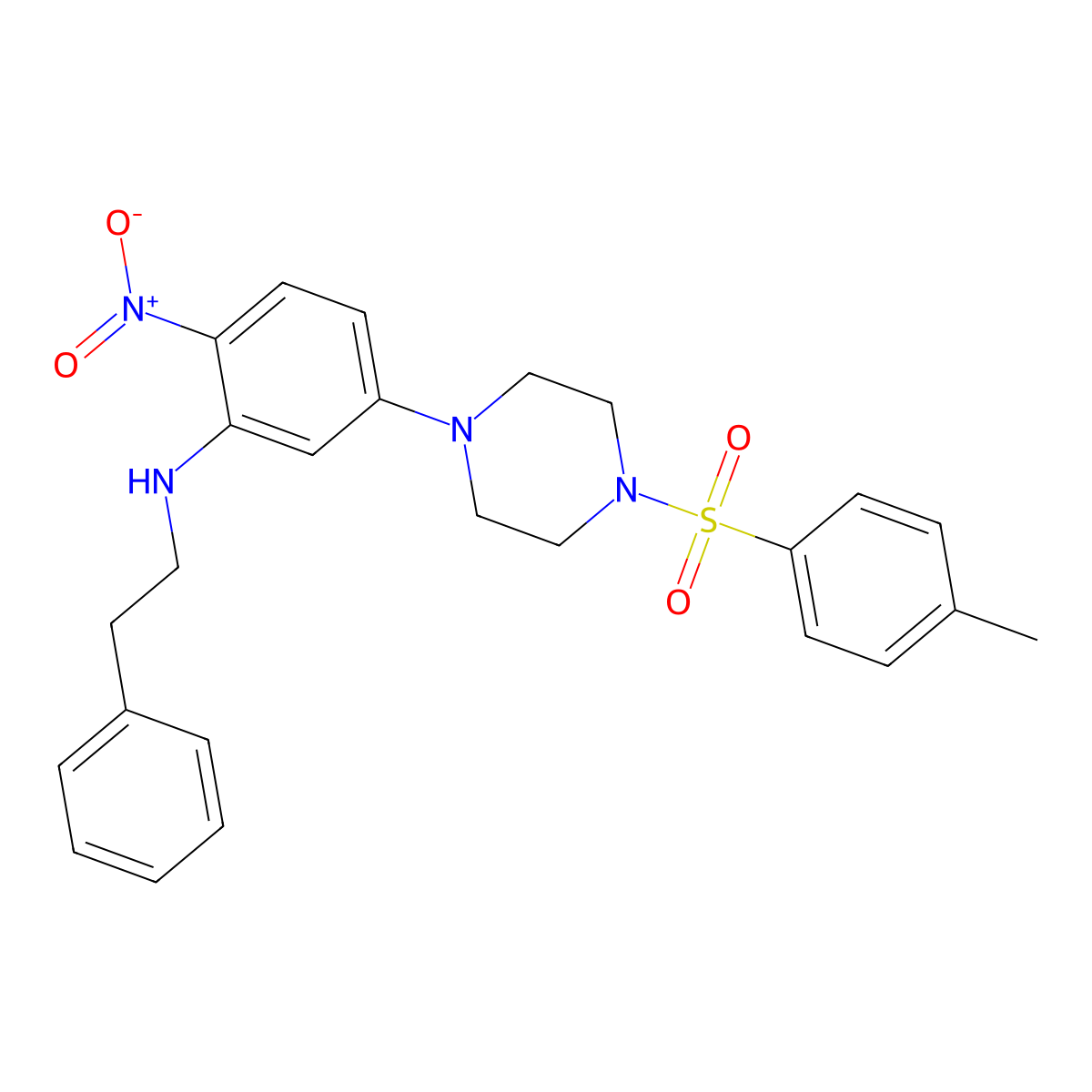 1-{4-Nitro-3-[(2-phenylethyl)amino]phenyl}-4-[(4-methylphenyl)sulfonyl]piperazine molecular structure, CAS 347356-15-4