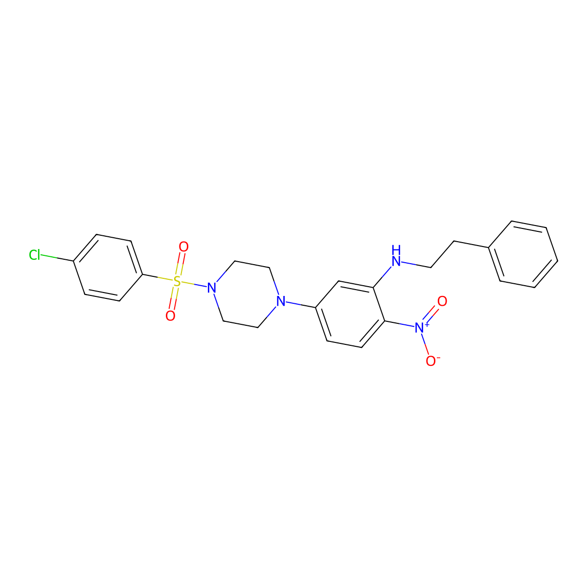 1-[(4-Chlorophenyl)sulfonyl]-4-{4-nitro-3-[(2-phenylethyl)amino]phenyl}piperazine molecular structure, CAS 347356-18-7