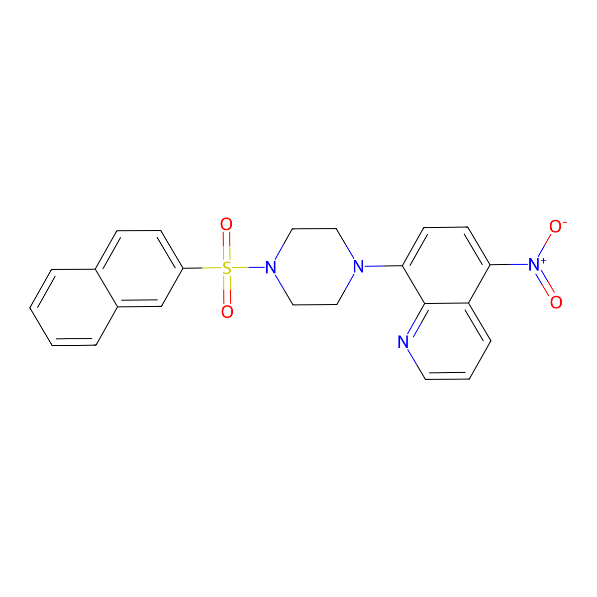 8-(4-Naphthalen-2-ylsulfonylpiperazin-1-yl)-5-nitroquinoline molecular structure, CAS 347356-24-5