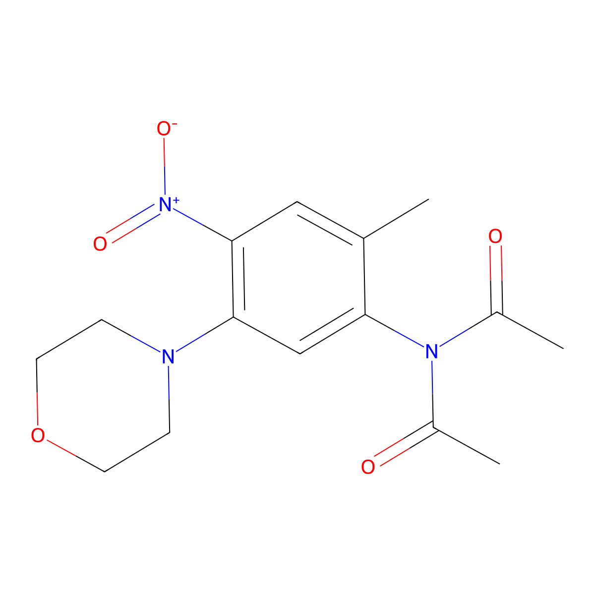 N-acetyl-N-(2-methyl-5-morpholin-4-yl-4-nitrophenyl)acetamide molecular structure, CAS 347356-28-9