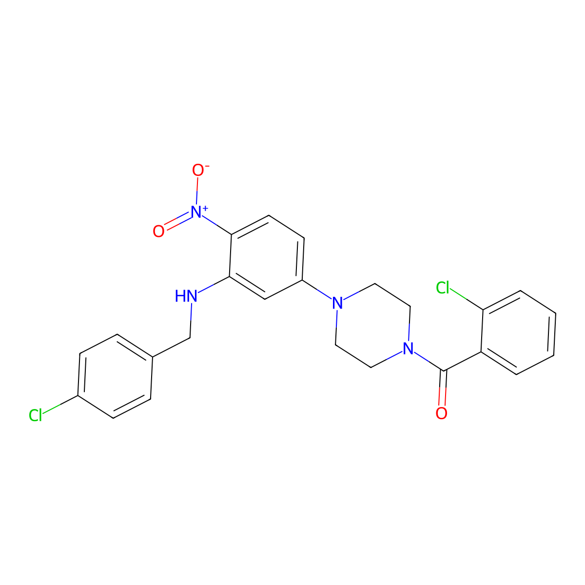 (2-Chlorophenyl)-[4-[3-[(4-chlorophenyl)methylamino]-4-nitrophenyl]piperazin-1-yl]methanone molecular structure, CAS 347356-31-4