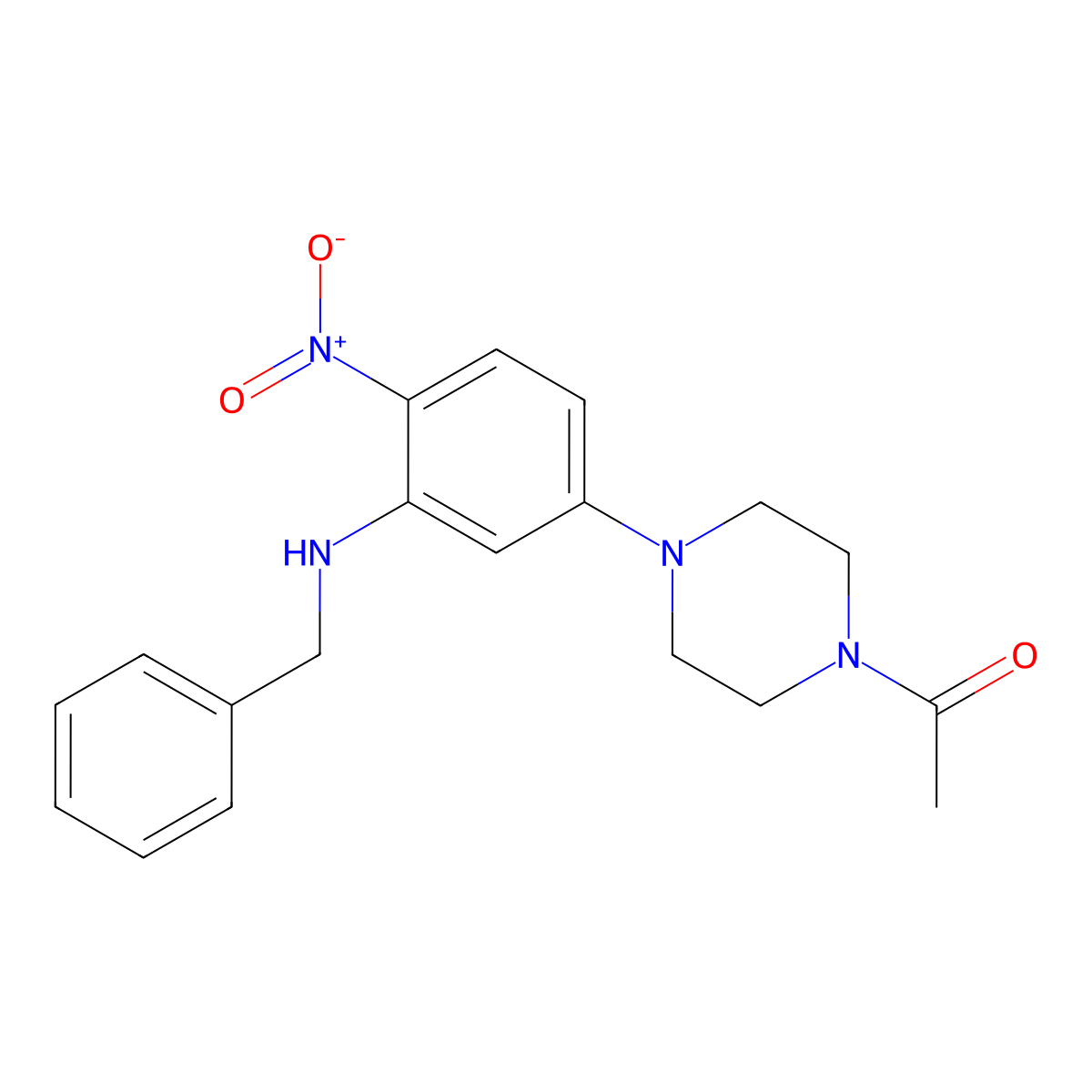 1-[4-[3-(Benzylamino)-4-nitrophenyl]piperazin-1-yl]ethanone molecular structure, CAS 347356-35-8