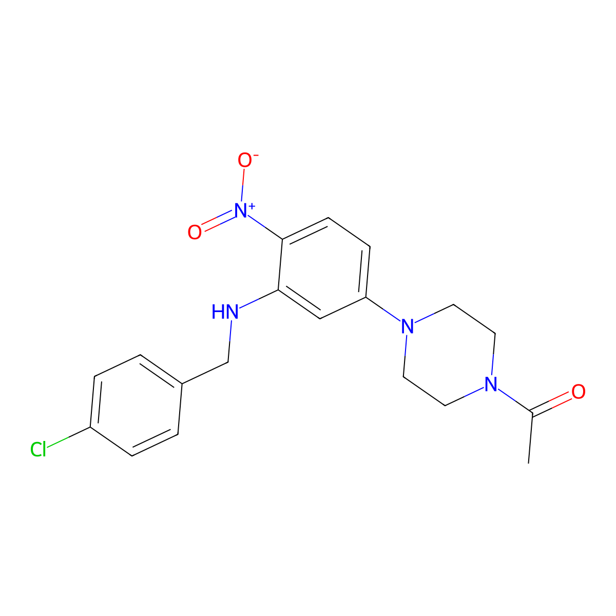 1-[4-[3-[(4-Chlorophenyl)methylamino]-4-nitrophenyl]piperazin-1-yl]ethanone molecular structure, CAS 347356-37-0