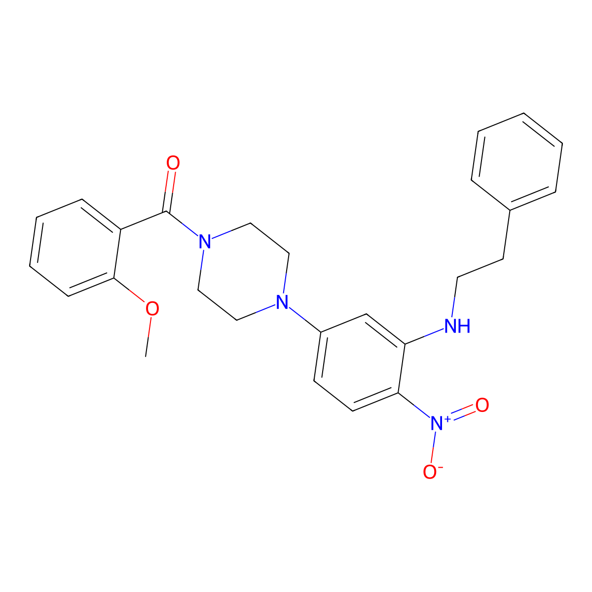 2-Methoxyphenyl 4-{4-nitro-3-[(2-phenylethyl)amino]phenyl}piperazinyl ketone molecular structure, CAS 347356-41-6