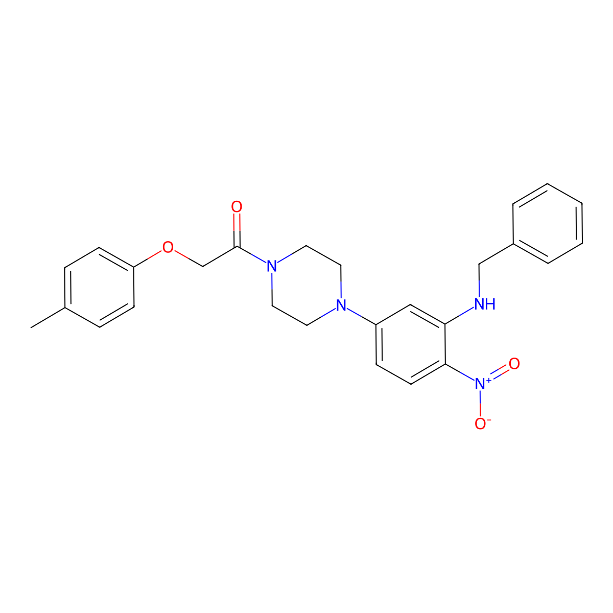 1-[4-[3-(Benzylamino)-4-nitrophenyl]piperazin-1-yl]-2-(4-methylphenoxy)ethanone molecular structure, CAS 347356-45-0