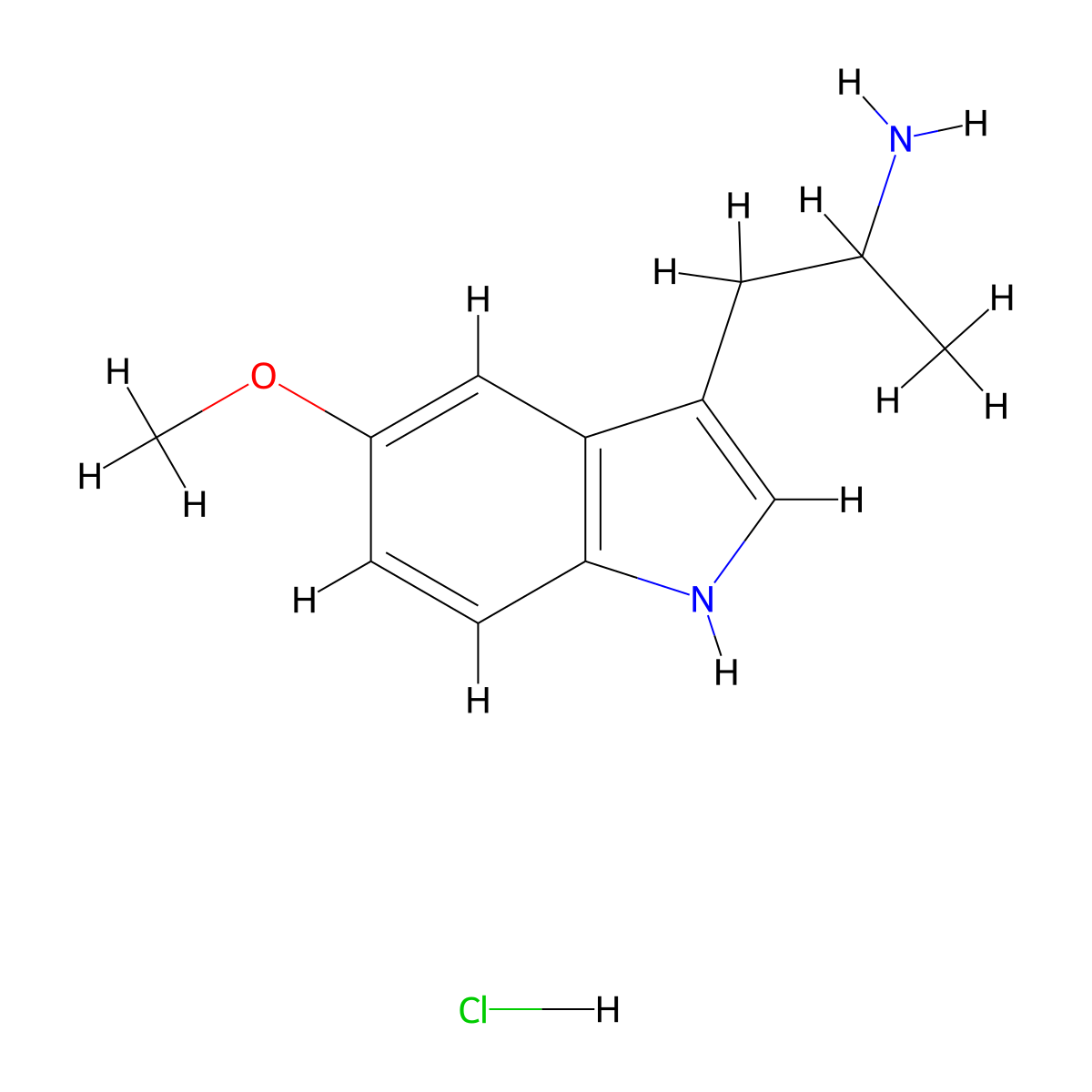 5-Methoxy-alpha-methyltryptamine hydrochloride molecular structure, CAS 34736-04-4