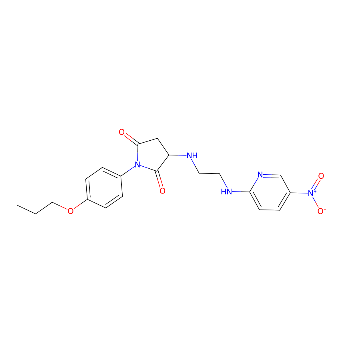 3-({2-[(5-Nitropyridin-2-yl)amino]ethyl}amino)-1-(4-propoxyphenyl)pyrrolidine-2,5-dione molecular structure, CAS 347363-65-9