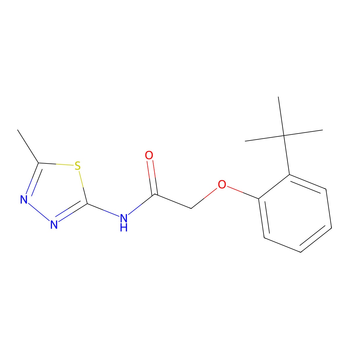 2-(2-tert-butylphenoxy)-N-(5-methyl-1,3,4-thiadiazol-2-yl)acetamide molecular structure, CAS 347363-91-1