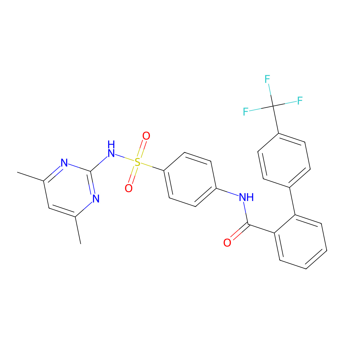 N-[4-[(4,6-dimethylpyrimidin-2-yl)sulfamoyl]phenyl]-2-[4-(trifluoromethyl)phenyl]benzamide molecular structure, CAS 347363-98-8