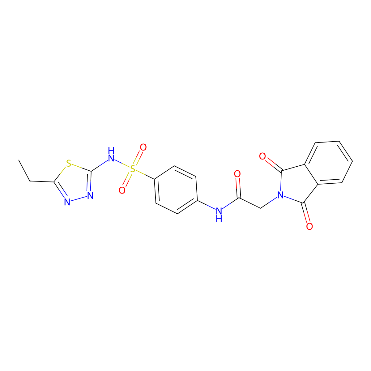 2-(1,3-dioxoisoindolin-2-yl)-N-(4-(N-(5-ethyl-1,3,4-thiadiazol-2-yl)sulfamoyl)phenyl)acetamide molecular structure, CAS 347364-00-5