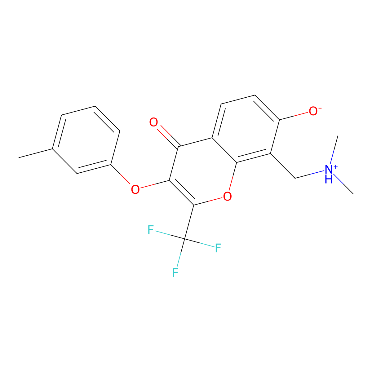 8-((dimethylamino)methyl)-7-hydroxy-3-(m-tolyloxy)-2-(trifluoromethyl)-4H-chromen-4-one molecular structure, CAS 347364-18-5