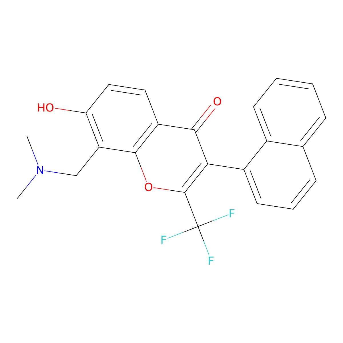 8-[(dimethylamino)methyl]-7-hydroxy-3-(1-naphthyl)-2-(trifluoromethyl)-4H-chromen-4-one molecular structure, CAS 347364-30-1
