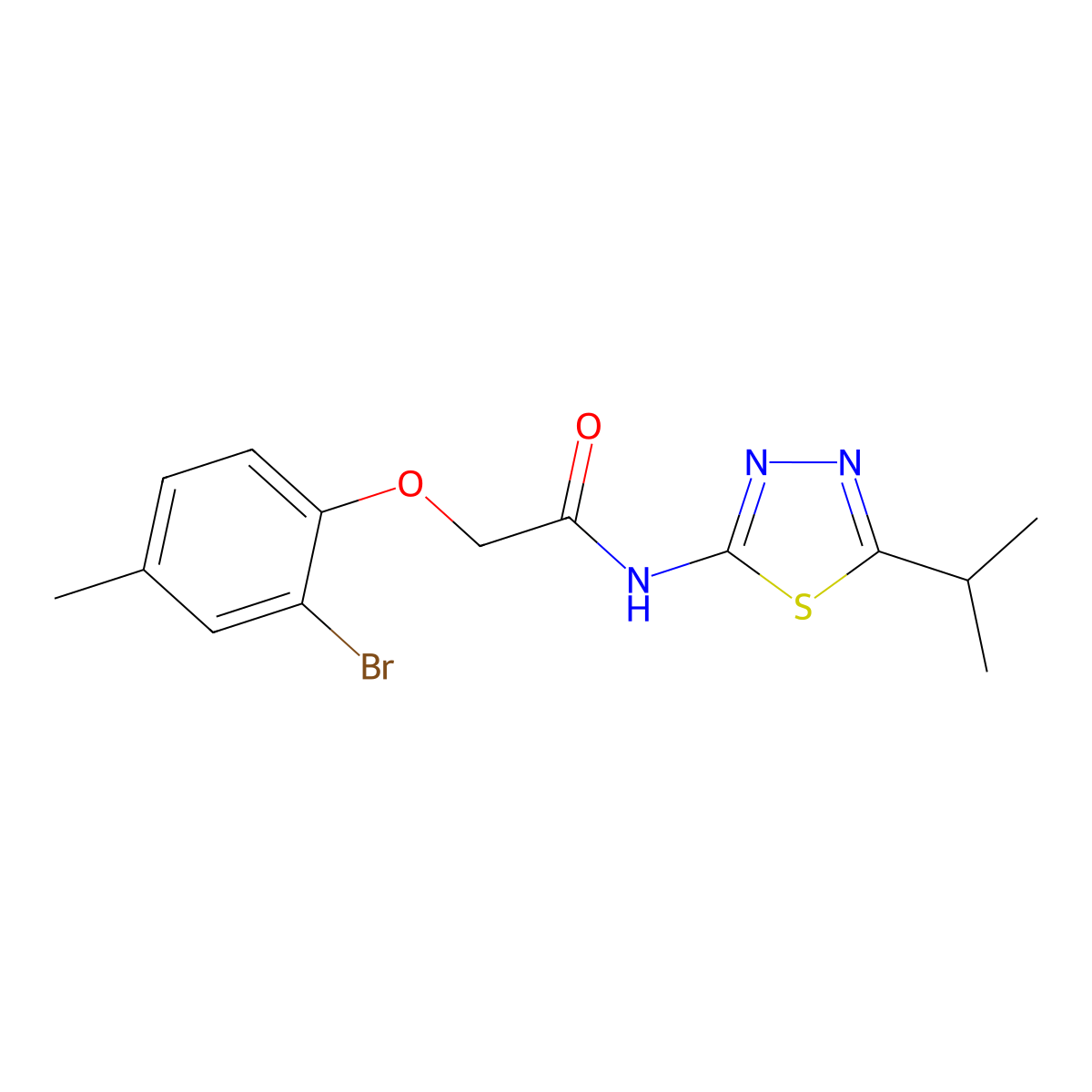 2-(2-bromo-4-methylphenoxy)-N-(5-isopropyl-1,3,4-thiadiazol-2-yl)acetamide molecular structure, CAS 347364-37-8