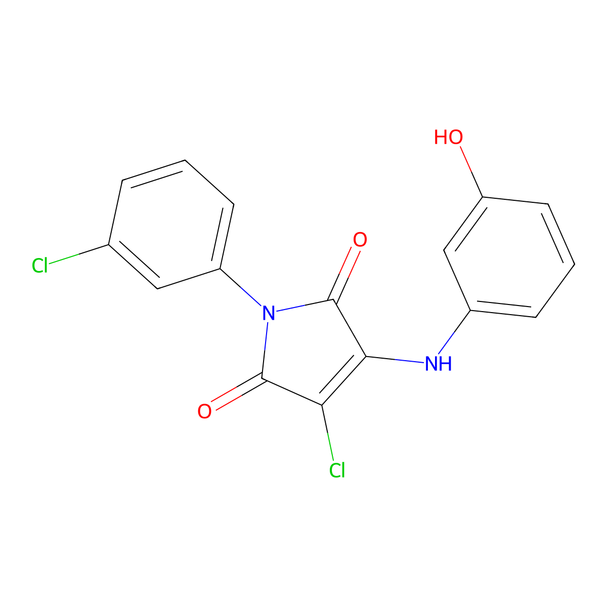 3-Chloro-1-(3-chlorophenyl)-4-(3-hydroxyanilino)pyrrole-2,5-dione molecular structure, CAS 347364-42-5