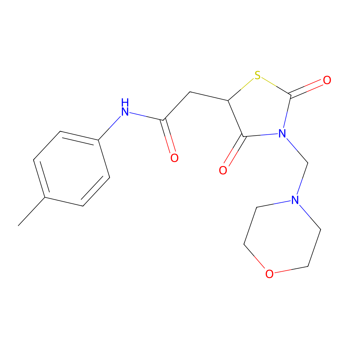 N-(4-methylphenyl)-2-[3-(morpholin-4-ylmethyl)-2,4-dioxo-1,3-thiazolidin-5-yl]acetamide molecular structure, CAS 347364-48-1
