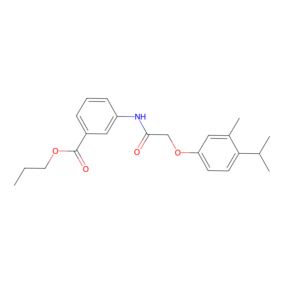 Propyl 3-{[(4-isopropyl-3-methylphenoxy)acetyl]amino}benzoate molecular structure, CAS 347364-56-1