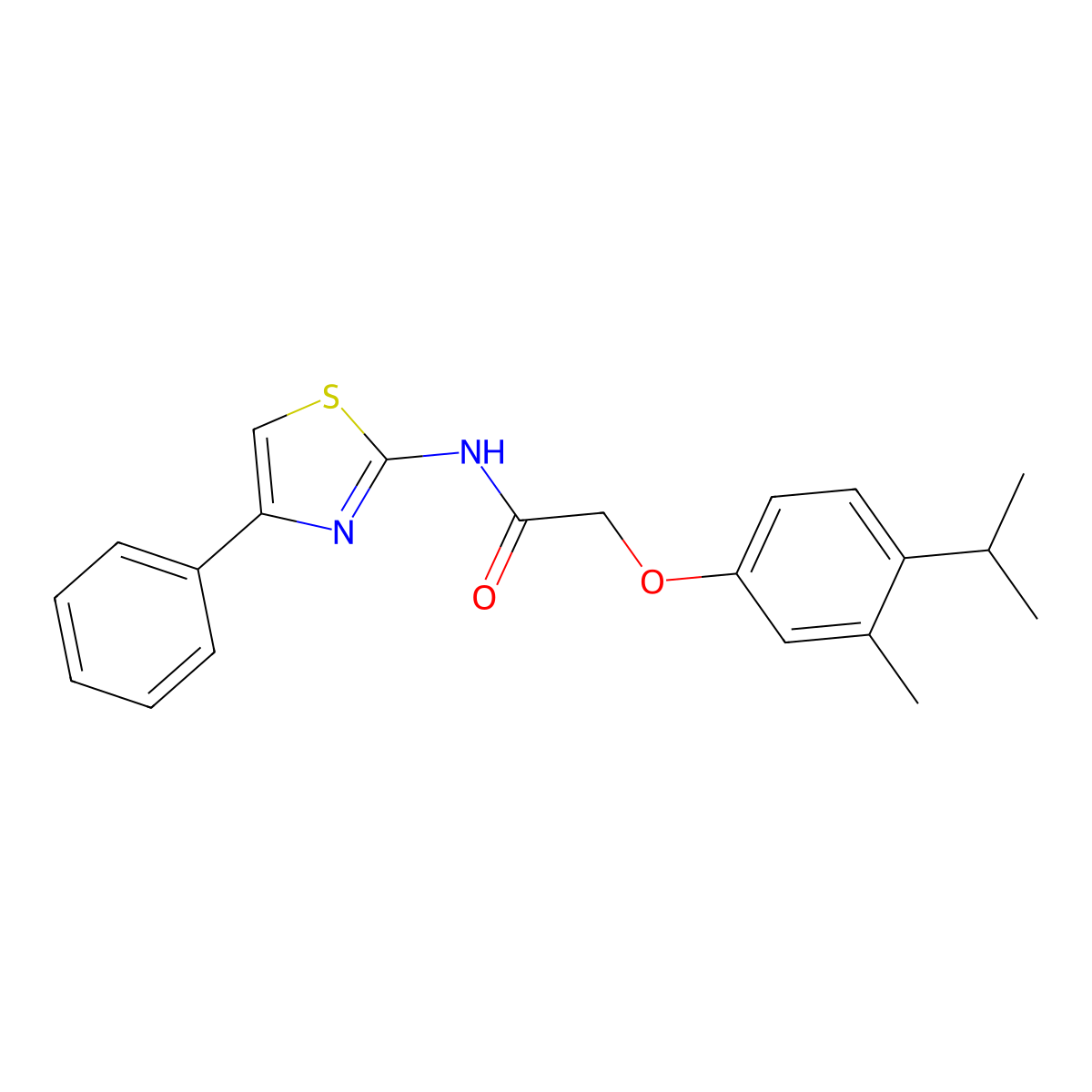 2-(4-isopropyl-3-methylphenoxy)-N-(4-phenyl-1,3-thiazol-2-yl)acetamide molecular structure, CAS 347364-62-9