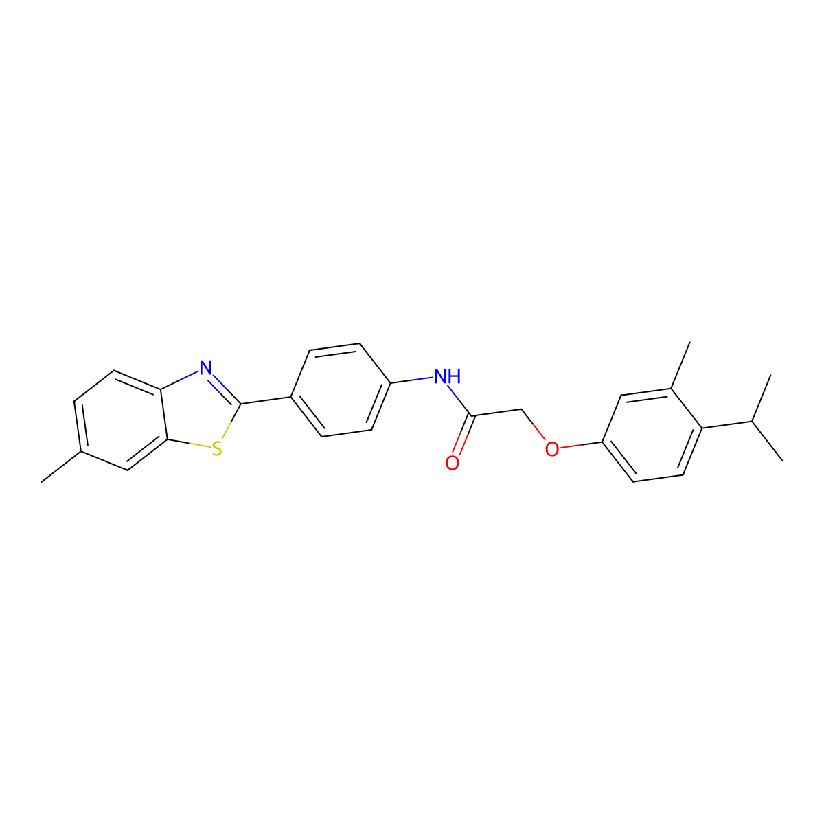 2-(4-isopropyl-3-methylphenoxy)-N-[4-(6-methyl-1,3-benzothiazol-2-yl)phenyl]acetamide molecular structure, CAS 347364-66-3