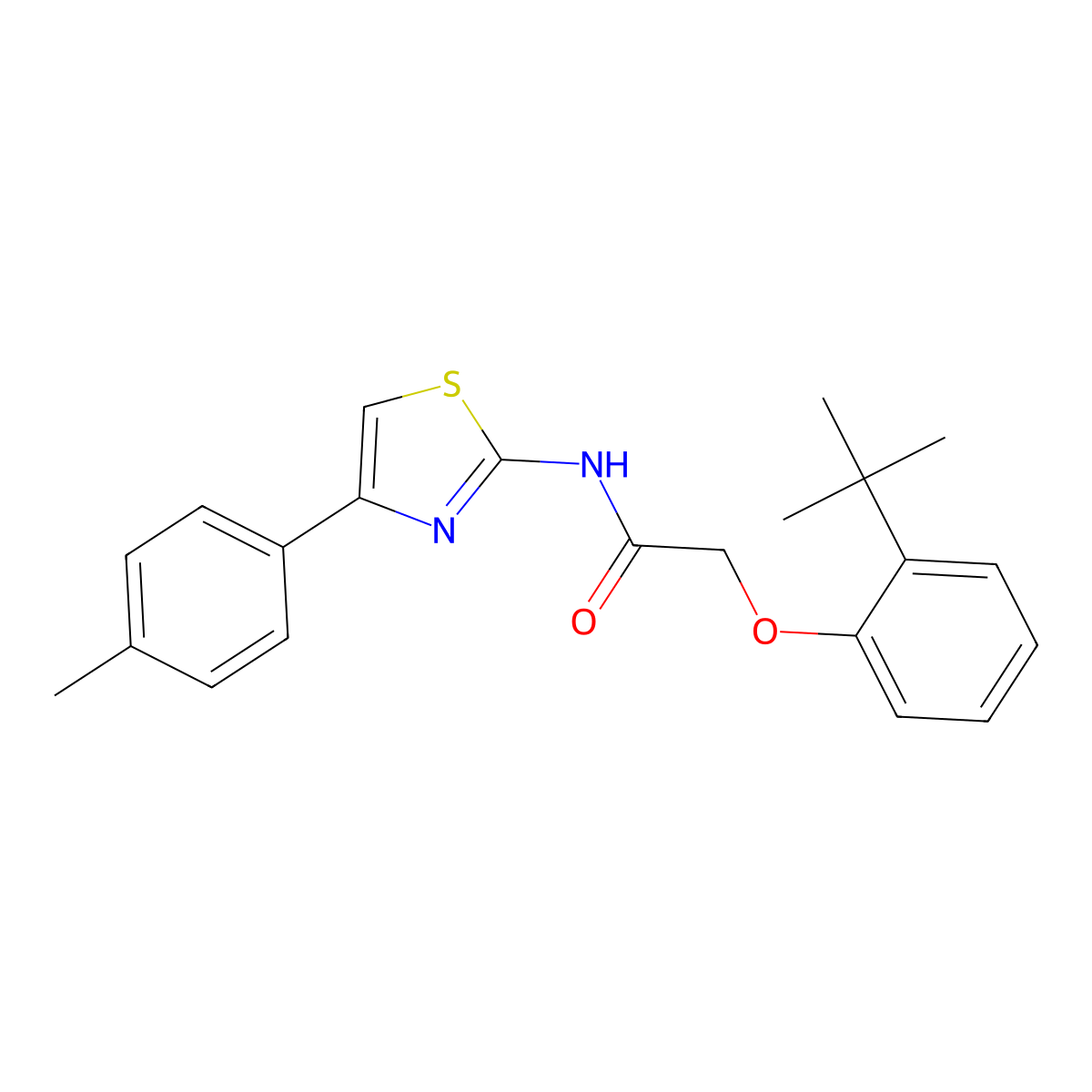 2-(2-tert-butylphenoxy)-N-[4-(4-methylphenyl)-1,3-thiazol-2-yl]acetamide molecular structure, CAS 347364-67-4