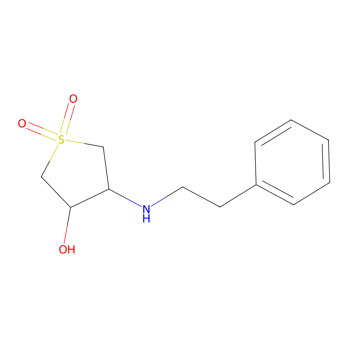 3-Hydroxy-4-(phenethylamino)tetrahydrothiophene 1,1-dioxide molecular structure, CAS 347364-75-4
