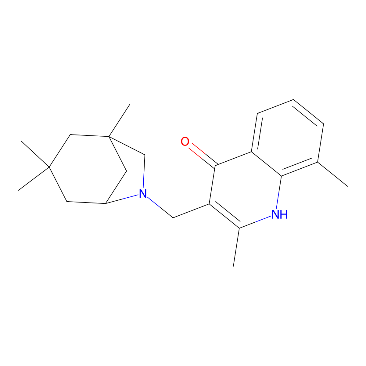 2,8-Dimethyl-3-[(1,3,3-trimethyl-6-azabicyclo[3.2.1]oct-6-yl)methyl]-4-quinolinol molecular structure, CAS 347364-83-4