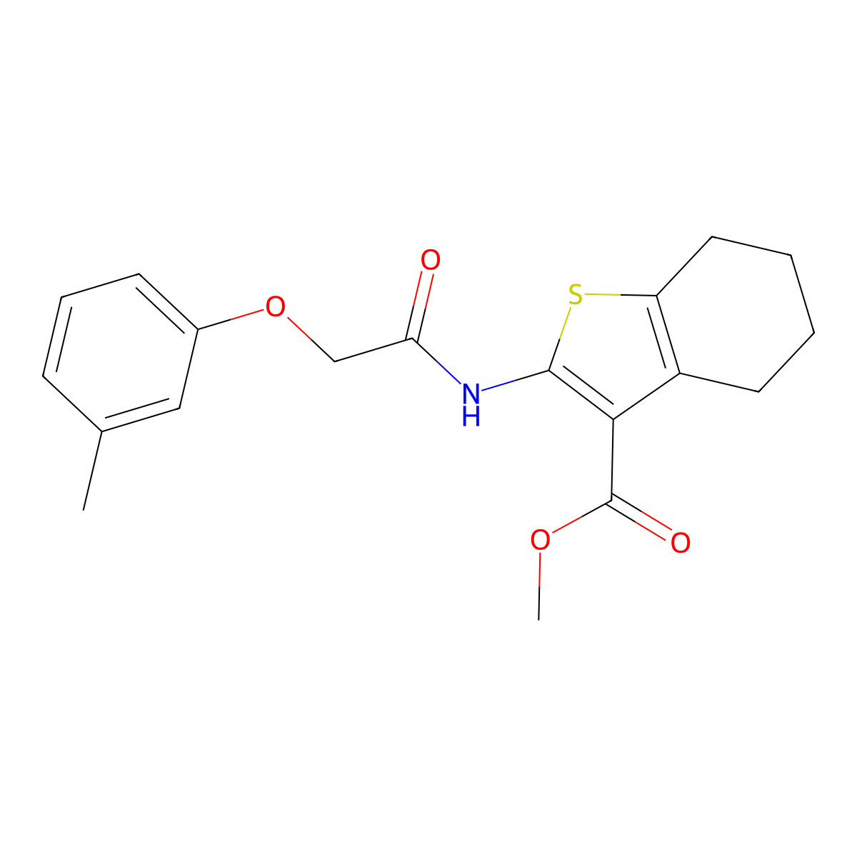 Methyl 2-{[(3-methylphenoxy)acetyl]amino}-4,5,6,7-tetrahydro-1-benzothiophene-3-carboxylate molecular structure, CAS 347364-92-5