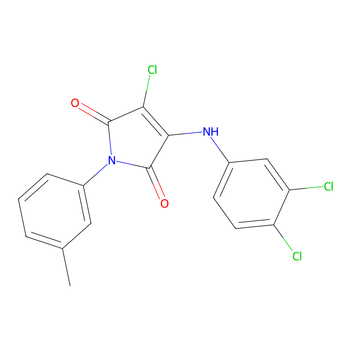 3-chloro-4-[(3,4-dichlorophenyl)amino]-1-(3-methylphenyl)-1H-pyrrole-2,5-dione molecular structure, CAS 347365-09-7