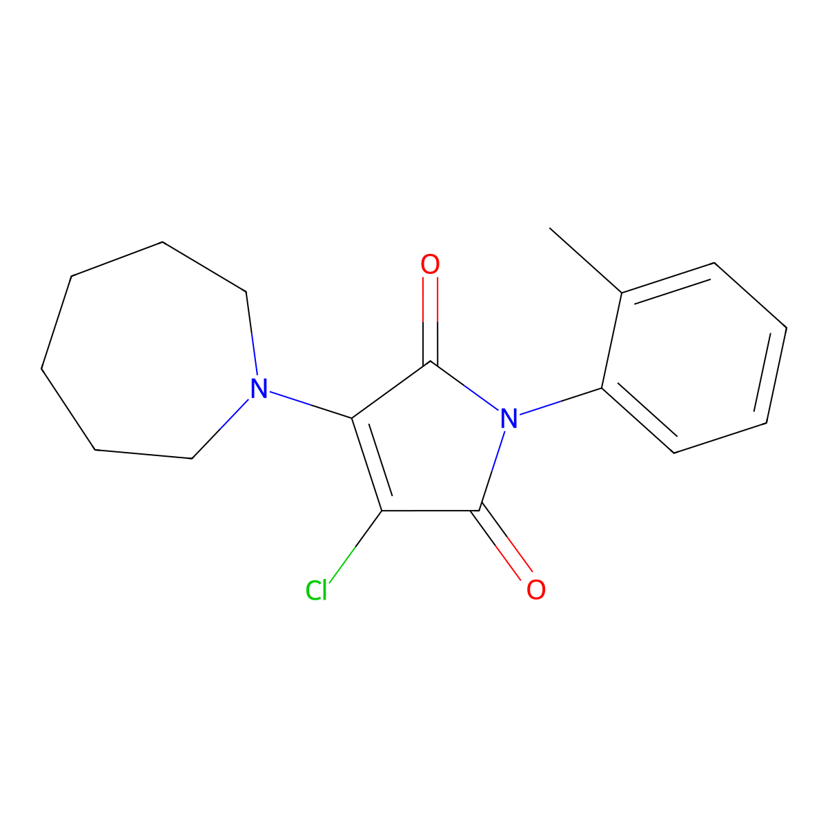 3-(1-Azepanyl)-4-chloro-1-(2-methylphenyl)pyrrole-2,5-dione molecular structure, CAS 347365-13-3