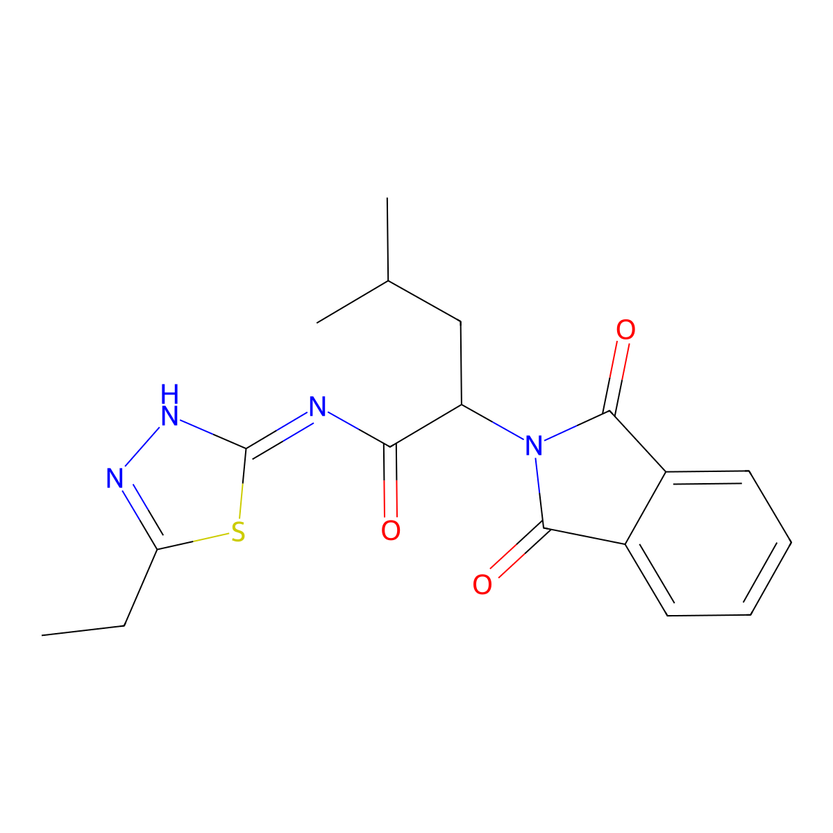 2-(1,3-dioxo-1,3-dihydro-2H-isoindol-2-yl)-N-(5-ethyl-1,3,4-thiadiazol-2-yl)-4-methylpentanamide molecular structure, CAS 347365-24-6